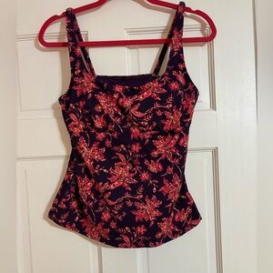 Land’s End Floral Purple Swimwear with Underwire Size 10